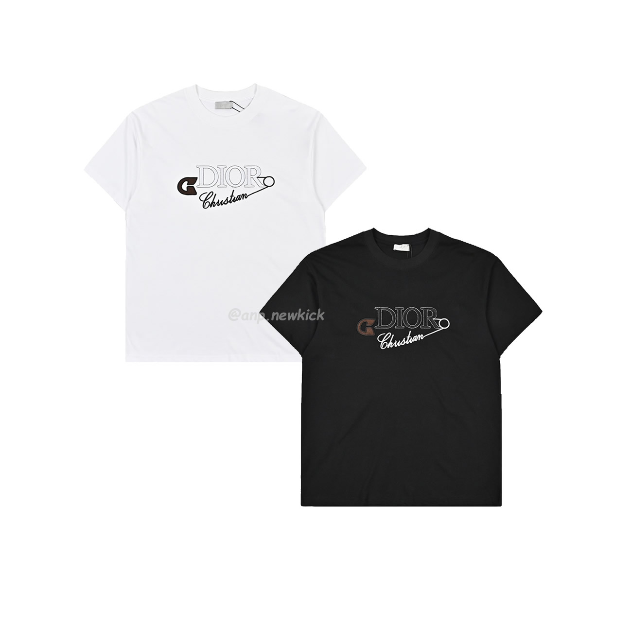 Dior 24ss Pin Logo Contrasting Embroidered Short Sleeved T Shirt (1) - newkick.cc